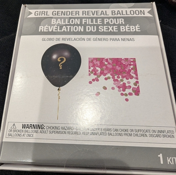 Gender Reveal girl pink Balloon Kit, black Balloon , 36" NIB includes 2 - Picture 5 of 6